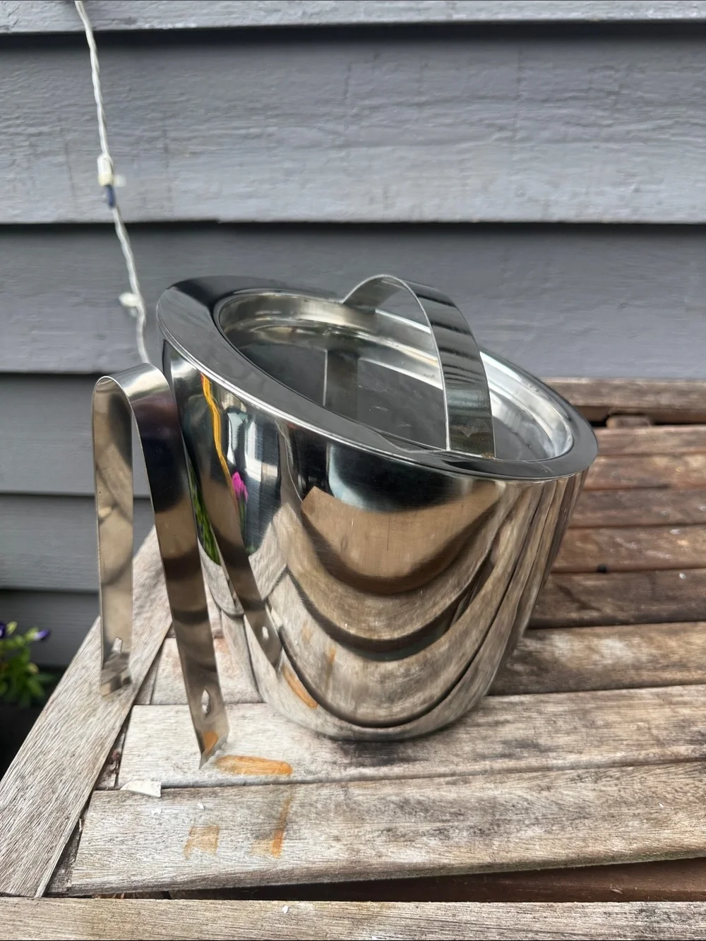 Gorham Mirror-Polished Stainless Steel Ice Bucket with Tongs - Silver
